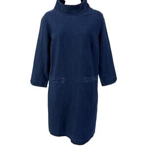 Boden Womens Stretch Cotton Knit Mock Neck Shift Style 3/4 Sleeve Dress sz 12
